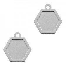 Metal Bohemian pendant Hexagon Silver